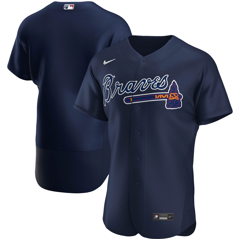 2020 MLB Men Atlanta Braves Nike Navy Alternate 2020 Authentic Team Name Jersey 1